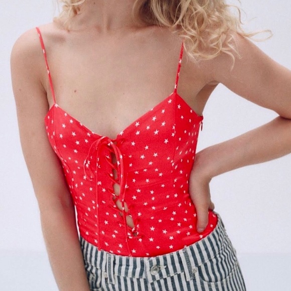 Zara Satin Effect Star Print Bodysuit - Picture 3 of 9